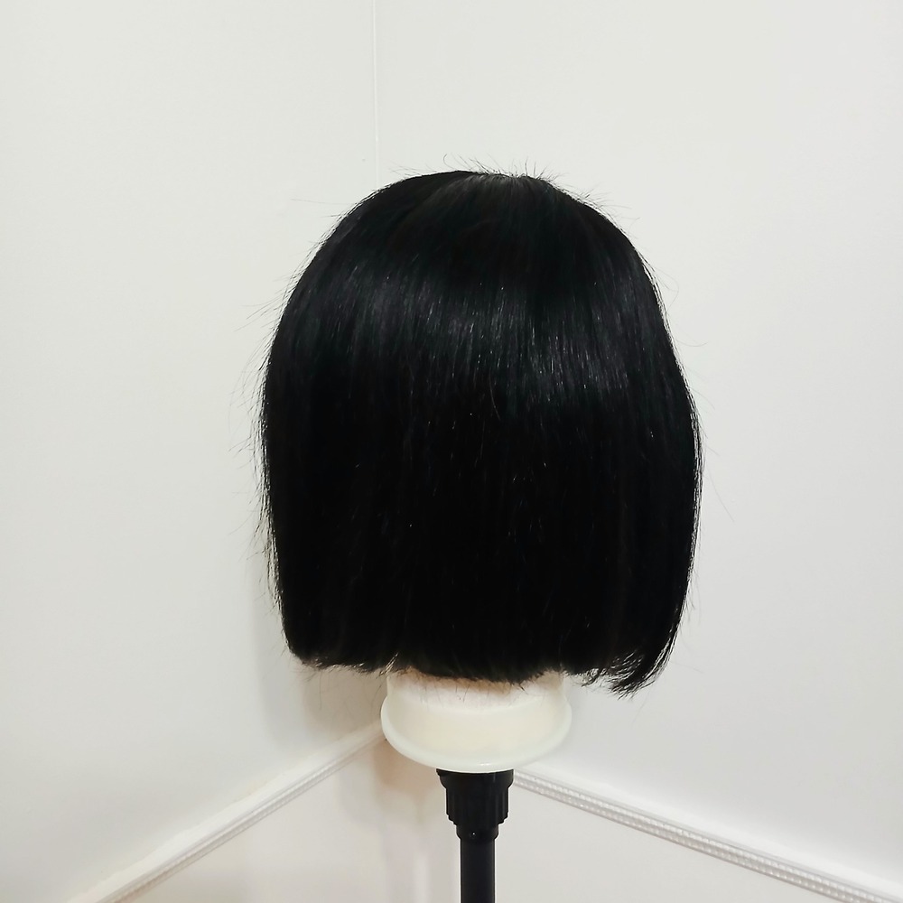 NEW Human Hair Lace Front 10 Inch Bob Wig Natural Black Straight - Picture 3 of 8